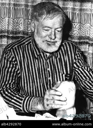 One of the last pictures of Ernest Hemingway (1899-1961) during a party at Sun Valley. 1961. United States.