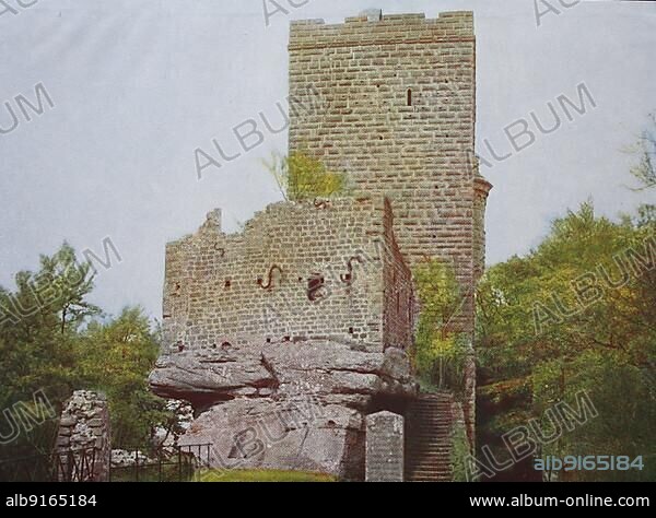 Historical photo around 1880 of Trifels Castle in the Palatinate, Germany, historical, digitally restored reproduction of a 19th century original, Europe.