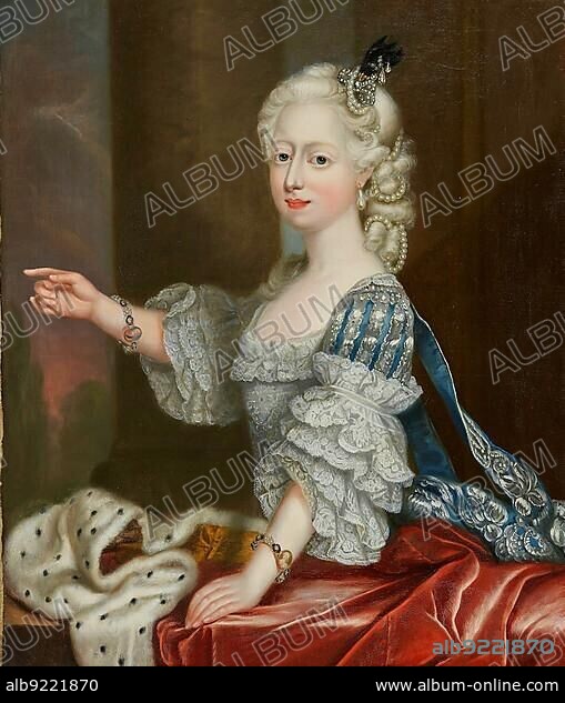 Augusta of Hanover, Augusta Friederike Luise of Hanover, 11 August 1737, 23 March 1813, by birth Princess of Great Britain and Ireland, and by marriage Duchess of Brunswick-Lüneburg, and from 1780 to 1806 reigning Princess of Brunswick-Wolfenbüttel, portrait by an unknown painter c. 1763, Historic, digitally restored reproduction of a 19th century original, exact date unknown.