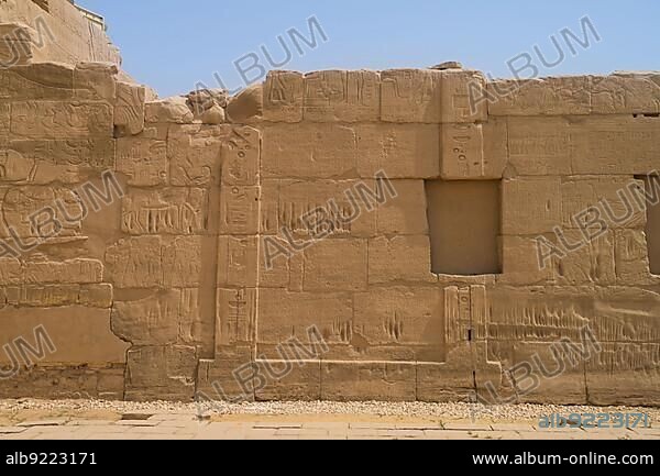 Egyptian-Hittite peace treaty, hieroglyphics, treaty text, cachette court, Karnak temple, Karnak, Egypt, Africa.