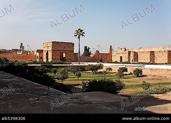 Palais El Badi, ruins and orange gardens Marrakech, Morocco, Africa.
