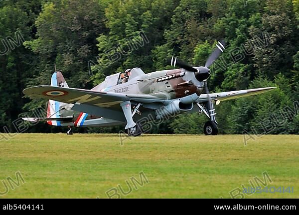 French fighter aircraft Morane-Saulnier D-3801 J-143, Europe's largest meeting of vintage planes at Hahnweide, Kirchheim-Teck, Baden-Wuerttemberg, Germany, Europe.