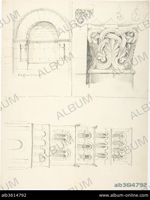 ERNEST FLAGG. Romanesque Arched Recess, Column Capital, and Tower