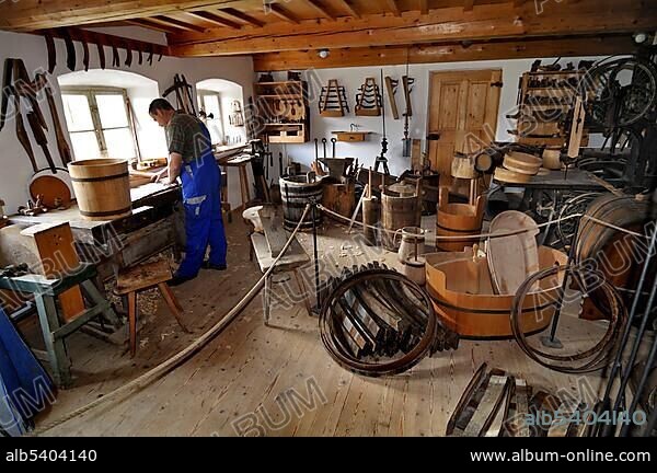 Cooperage, Glentleiten farming museum, Bavaria, Germany, Europe.