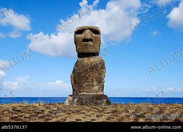 Moai, in Ahu Tahai, near Hanga Roa, Easter Island, Rapa Nui, Pacific.
