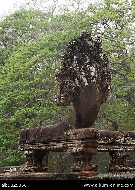 Angkor Wat Temple; Head of Snake; Siem Reap Province; Angkor's Temple Complex Site listed as World Heritage by Unesco in 1192; built at the XIIth Century; Cambodia; Asia.