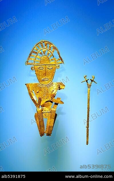 Pre-Columbian goldwork collection, Cacique, Gold Museum, Museo del Oro, BogotÃ¡, Colombia, South America.