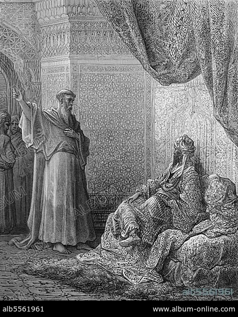St. Francis of Assisi tries to convert Sultan al-Kamil, Al-Kamil Muhammad al-MalikBorn 1180, was the fourth Sultan of the Ayyubids in Egypt, Third Crusade, Historical, digital reproduction of a 19th century original.