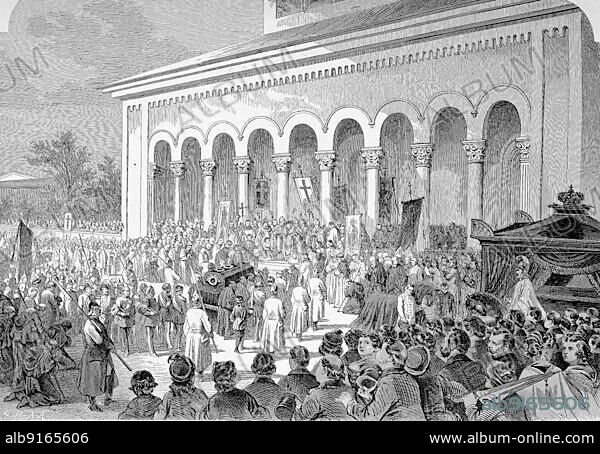 The Funeral of King Ludwig in Munich, Bavaria, Germany, Ludwig I. Ludwig I. 1786, 1868, was King of Bavaria, Historic, digitally restored reproduction of an original 19th century artwork, exact original date not known, Europe.