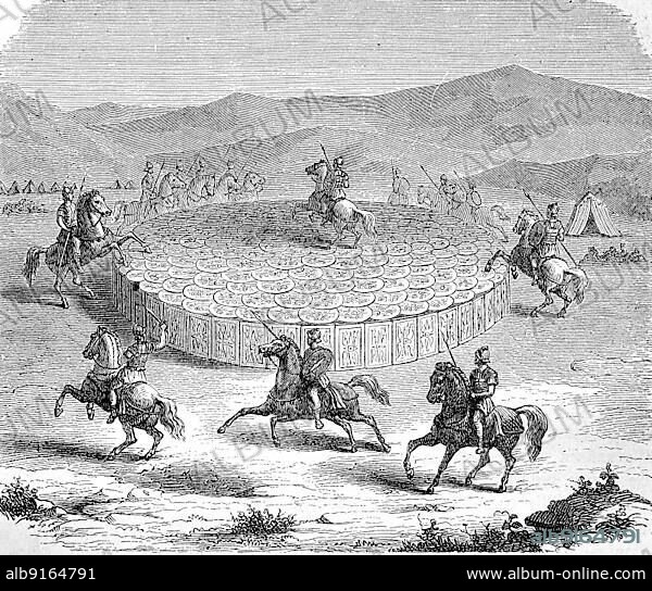 In ancient Roman warfare, the testudo or turtle formation was a formation often used by the Roman legions during battles. The History of Ancient Rome, Roman Empire, Italy, digitally restored reproduction from a 19th century original, Europe.