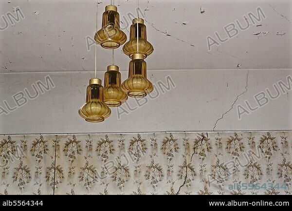 Ceiling lamp from the 60s, ceiling light 1960, GDR chic, ceiling lamp in front of the turn, old-fashioned ceiling lamp, Dessau, Germany, Europe.
