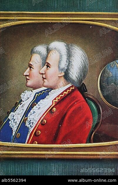 Joseph-Michel Montgolfier (1740-1810) und Jacques-Etienne Montgolfier (1745–1799) waren Papierhersteller aus Annonay in der Ardèche, Frankreich. Sie waren als Erfinder des Heißluftballons im Montgolfière-Stil bekannt, History, digitale Reproduktion einer Originalvorlage aus dem 19. Jahrhundert.