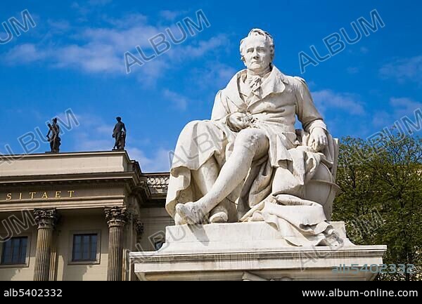 Memorial for Alexander von Humboldt in front of the main building of Humboldt University, Berlin-Mitte, Germany, Europe.