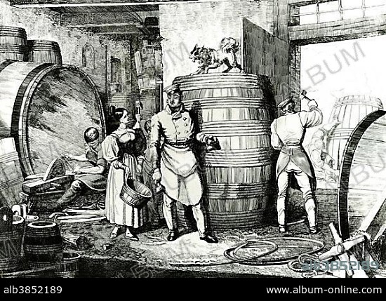 Barrel maker, c. 1840, lithograph by Friedrich Johann Voltz.