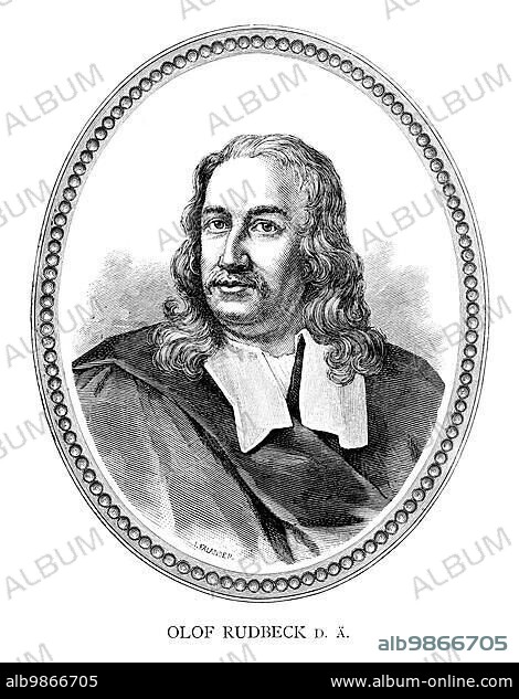 Olaus Rudbeck (also known as Olof Rudbeck the Elder) (to distinguish him from his son) (and occasionally with the surname Latinized as Olaus Rudbeckius) (September 13) (1630 Västerås ? December 12) (1702) was a Swedish scientist and writer, professor of medicine at Uppsala University and for several periods rector magnificus of the same university. Engraving by Ida Falander (1842-1927), published in Starbäck, Bäckström: Berättelser ur Svenska Historien ca 1880.
