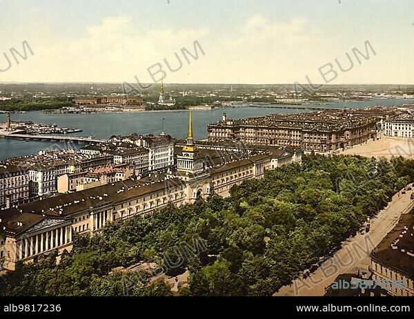 The Admiralty; St. Petersburg; Russia; circa 1890; Historic; digitally enhanced reproduction of a photochrome print of the period; Europe.