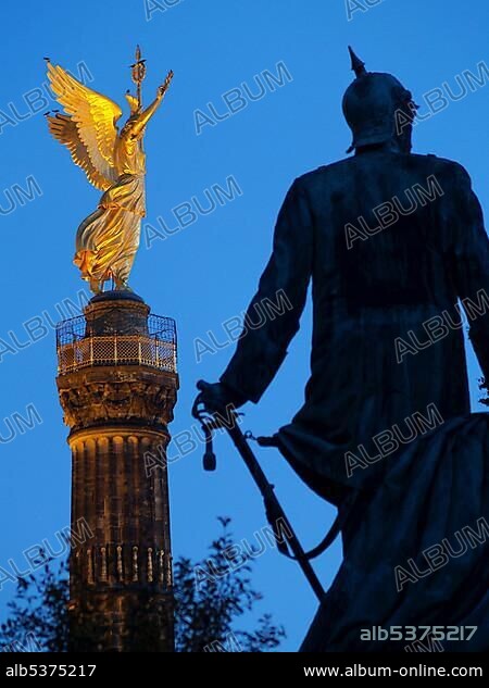 Berlin Victory Column and statue of Bismarck, Berlin, Germany, Europe.