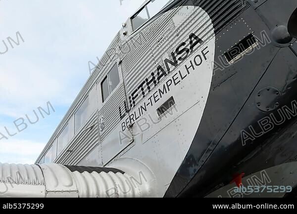Junkers Ju52/3m Berlin-Tempelhof, year of construction 1936, detail, built in Dessau, registration D-AQUI, today D-CDLH, in service of the Deutsche Lufthansa, OberschleiÃŸheim, Bavaria, Germany, Europe.