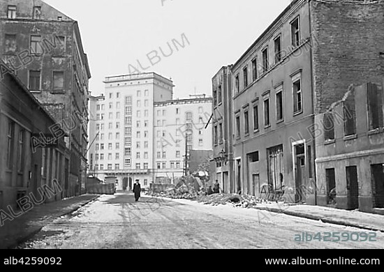 Building site, 1956, Ringbebauung Roßplatz, backside, Leipzig, Saxony, GDR, Germany, Europe.
