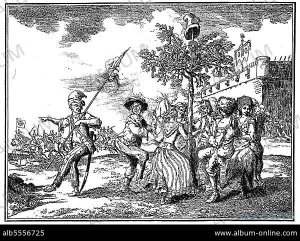 Parisian leaflet on the retreat of the allies in 1792, France, French Revolution, digitally restored reproduction of a 19th century original, exact date unknown, Europe.