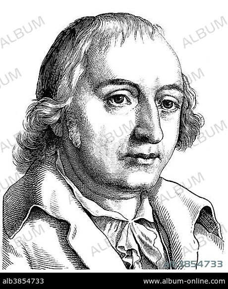 Historical drawing from the 19th century, portrait of Johann Gottfried von Herder, 1744 - 1803, a German poet, translator, theologian and philosopher of history and culture of the Weimar Classics.