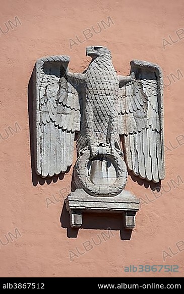 Reichsadler, imperial eagle, relief, Oberfinanzdirektion, built in 1941 in the Nazi party NSDAP district, Munich, Upper Bavaria, Bavaria, Germany, Europe.