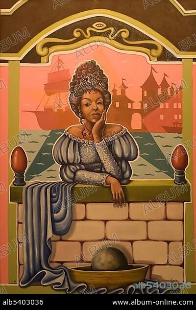 Painting of the famous slave courtesan Chica da Silva, Diamantina, Minas Gerais, Brazil, South America.