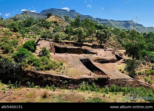 Rock church Bet Giyorgis church at Lalibela, UNESCO World Heritage Site, Amhara, Ethiopia, Africa.