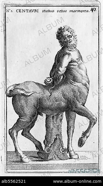 Ein Kentaur, Centaurus, Centauri, Zentaur, ein Mischwesen der griechischen Mythologie aus Pferd und Mensch, historisches Rom, Italien, digitale Reproduktion einer Originalvorlage aus dem 18. Jahrhundert, Originaldatum nicht bekannt.