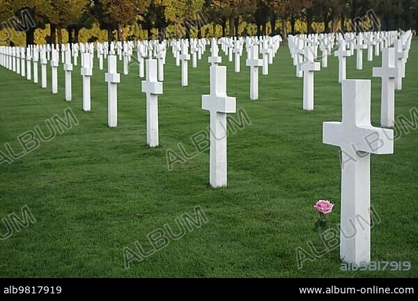 Graves of First World War One soldiers at the Meuse-Argonne American Cemetery and Memorial; Romagne-sous-Montfaucon; France; Europe.