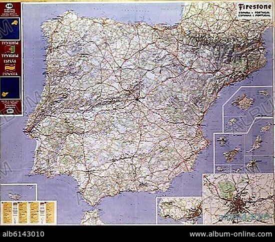 MAPA DE CARRETERAS DE LA PENINSULA IBERICA Y SUS ISLAS.