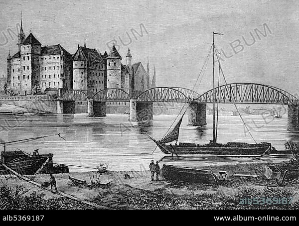 Hartenfels Castle in Torgau, Saxony, Germany, historical picture, about 1893, Europe.