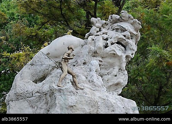 Adamastor, a mythical sea monster from the poems of Luis Camoes, Lousiaden, sculpture by Júlio Vaz Júnior, Santa Catarina square, Lisbon, Portugal, Europe.