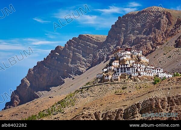 Ki Gompa (also spelled Key) (Kye or Kee) is a Tibetan Buddhist monastery, the biggest monastery of Spiti Valley. Spiti Valley, Himachal Pradesh, India, Asia.