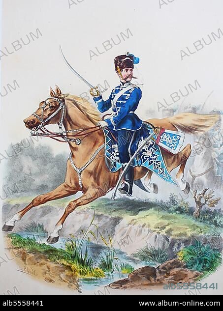 Prussian Army, Prussian Guard, Westphalian Hussar Regiment No. 8, Officer, Army Uniform, Military, Prussia, Germany, Digitally Restored Reproduction of a 19th century Original, Europe.