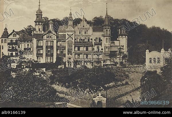 Hotel Fürstenhof in Eisenach, Thuringia, Germany, view from around 1910, digital reproduction of a historical postcard, public domain, from that time, exact date unknown, Europe.