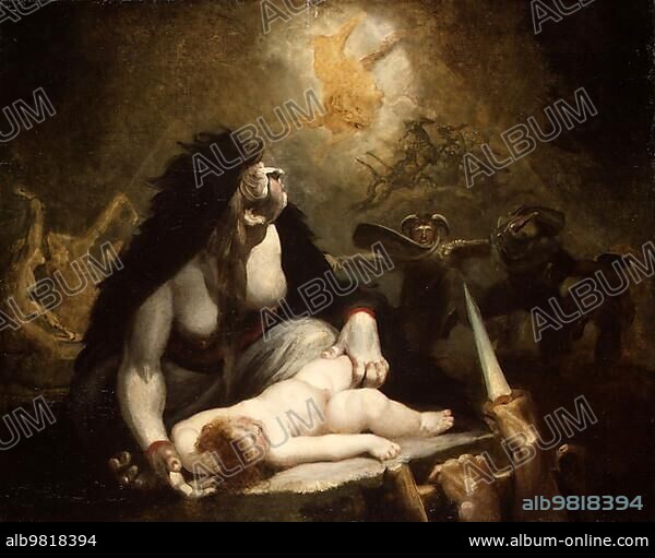 Witches; The Night Witch Visiting Lapland Witches; Lapland; after a painting by Henry Fuseli; c. 1800; Historical; digitally restored reproduction from an 18th or 19th century original.