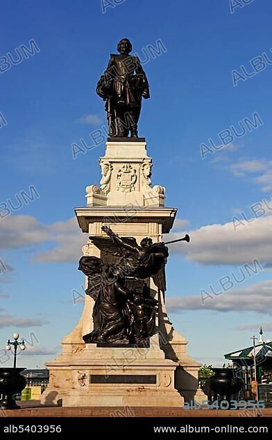 Statue of Samuel de Champlain, the founder of Quebec City, Quebec, Canada, North America.