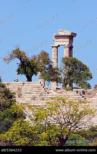 Ruins of the Temple of Apollo, above Rhodes Town, Island of Rhodes, Greece, Europe.