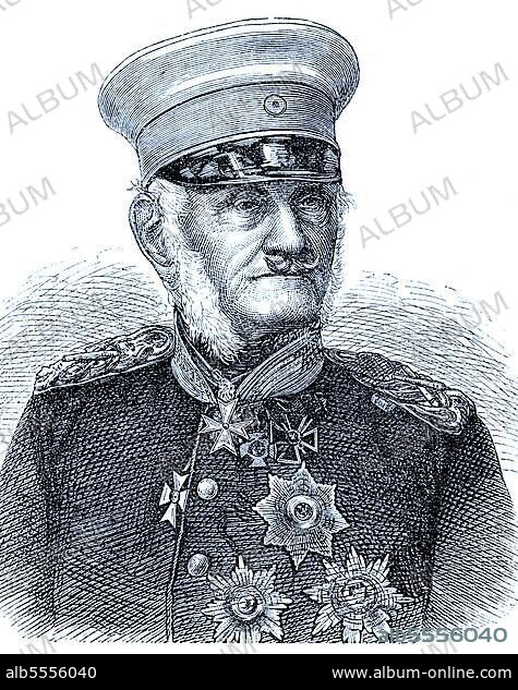 Friedrich Heinrich Ernst Freiherr von Wrangel, ab 1864 Graf von Wrangel, 13. April 1784, 1. November, preußischer Generalfeldmarschall, Historisch, digital restaurierte Reproduktion einer Originalvorlage aus dem 19. Jahrhundert, genaues Originaldatum nicht bekannt.