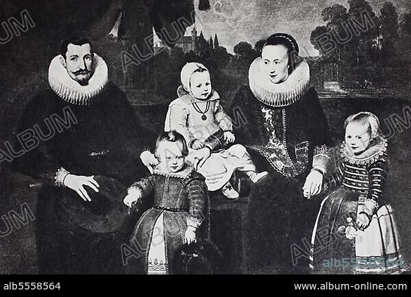 Mode aus den Niederlanden, digital restaurierte Reproduktion einer Originalvorlage dem 19. Holland, 17. jahrhundert, Trachten aus der Niederlande.