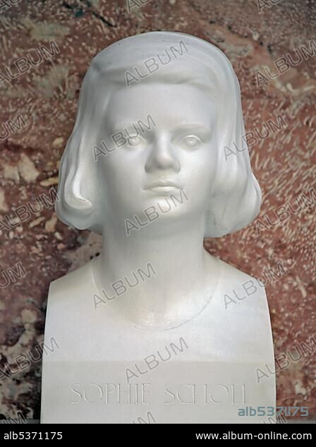 Bust of Sophie Scholl, German resistance fighter against the Nazi regime.