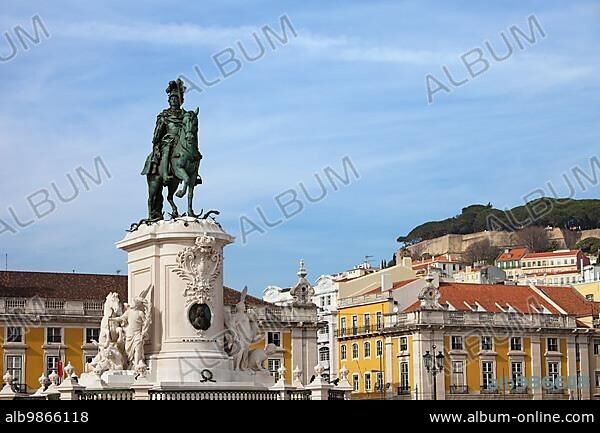 Equestrian statue of King Jose I from 1775 in Lisbon, Portugal, Europe.