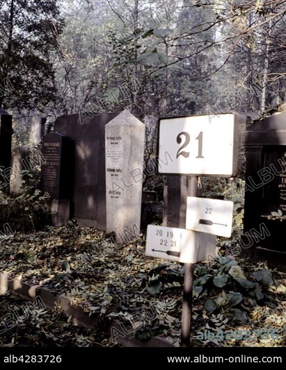 Franz Kafka tomb. New jewish cemetery, Prague. 20th . Czechoslovakia.