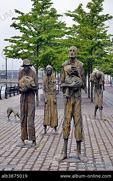 Famine Memorial commemorating Ireland's Great Famine, designed by Rowan Gillespie, Dublin, Ireland, Europe.