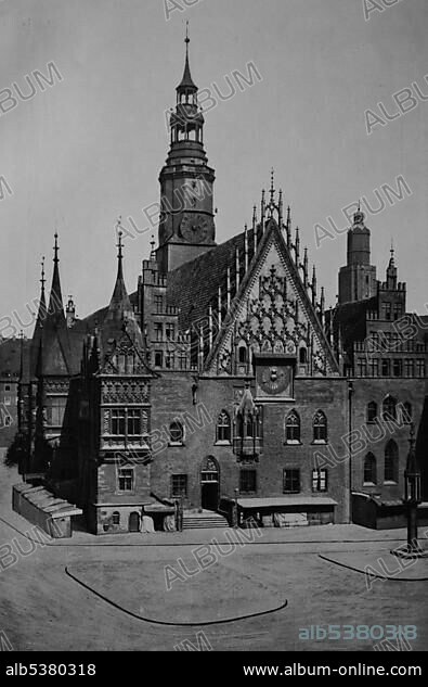 The old town hall in Wroclaw, historical photo, about 1899.