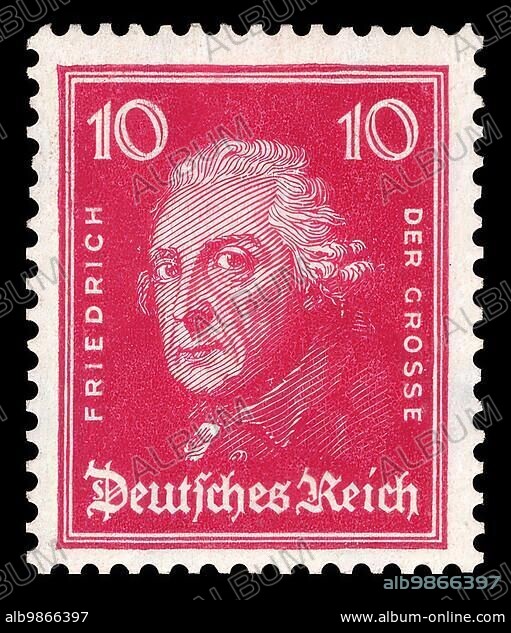 Historic stamp, German Reich, definitive stamp at 10 Pfennig with portrait of Frederick the Great, 1926, Germany, historic, digitally prepared reproduction of an original from the period, Europe.
