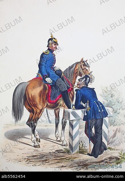 Prussian Army, Prussian Guard, Horse Doctor and Paymaster, Army Uniform, Military, Prussia, Germany, digitally restored reproduction of a 19th century original, Europe.