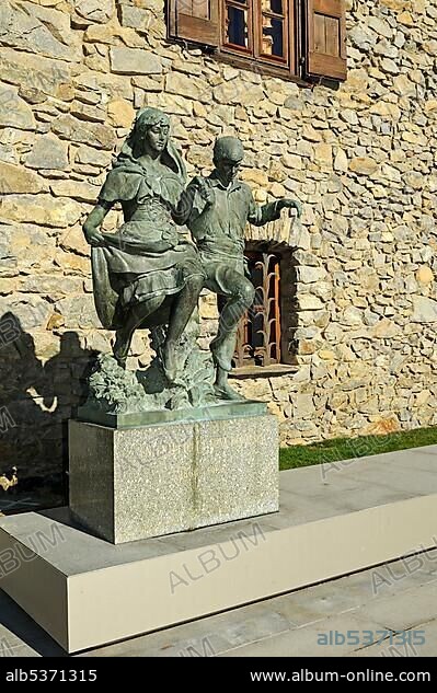 Dancing couple by Josep Viladomat for the occasion of the New Reform, Nova Reforma, in 1866, Casa de la Vall, Barri Antic, Andorra La Vella, Andorra, Europe.