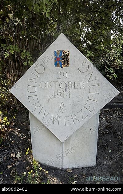 First World War One Albertina memorial remembering the inundation of the of the Yser Plain on 29 october 1914 at Nieuport, West Flanders, Belgium, Europe.
